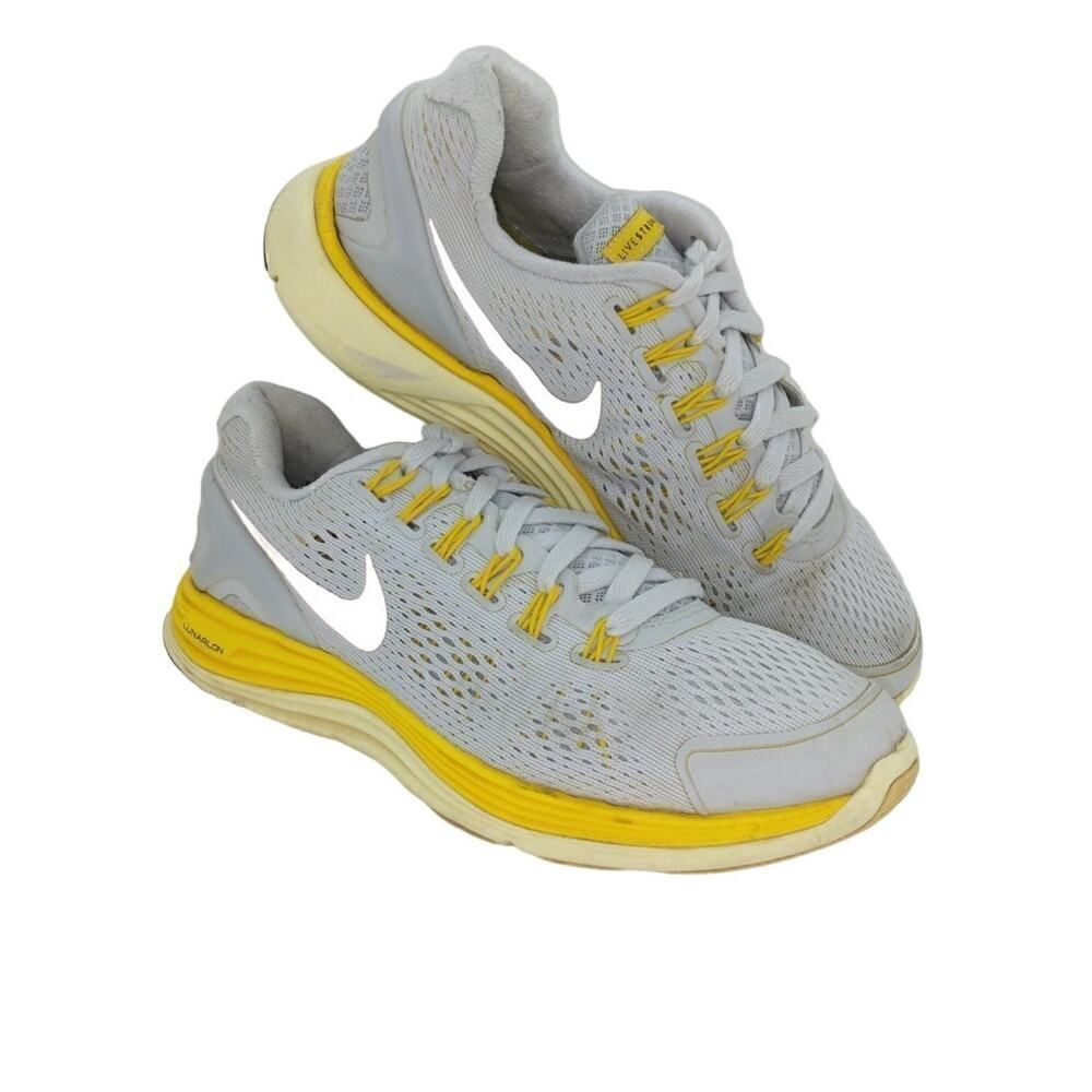 Nike Lunarlon Live Strong Womens Pre-owned Gray/Yellow Sneakers - sz. 7